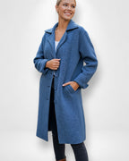 Knielanger Strickmantel mit Knopfverschluss für Damen