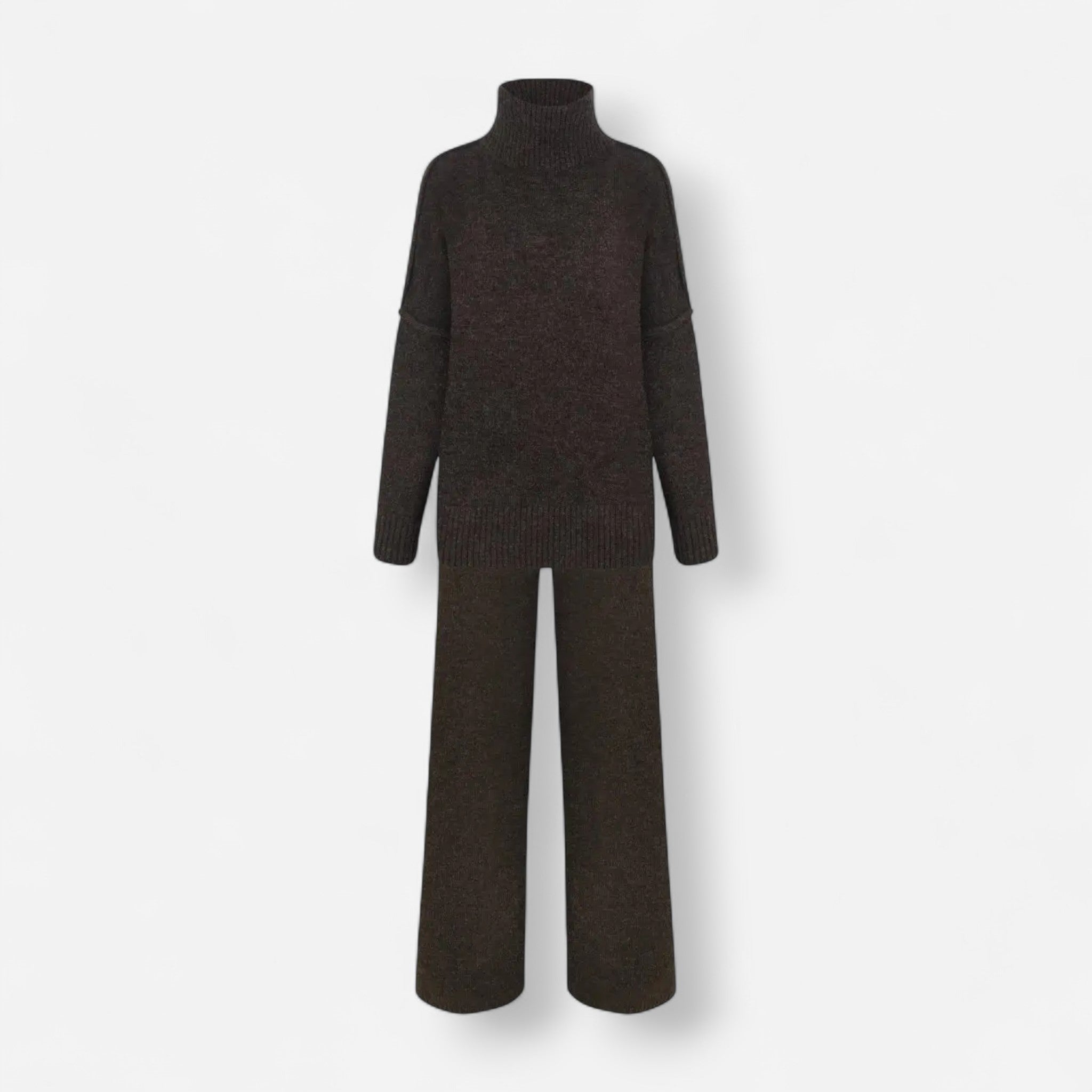 Einfarbiges Roolkragenpullover Strickset für Damen