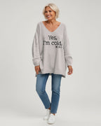 Pullover für Damen mit V-Ausschnitt und ohne elastische Abschlüsse – in Übergröße