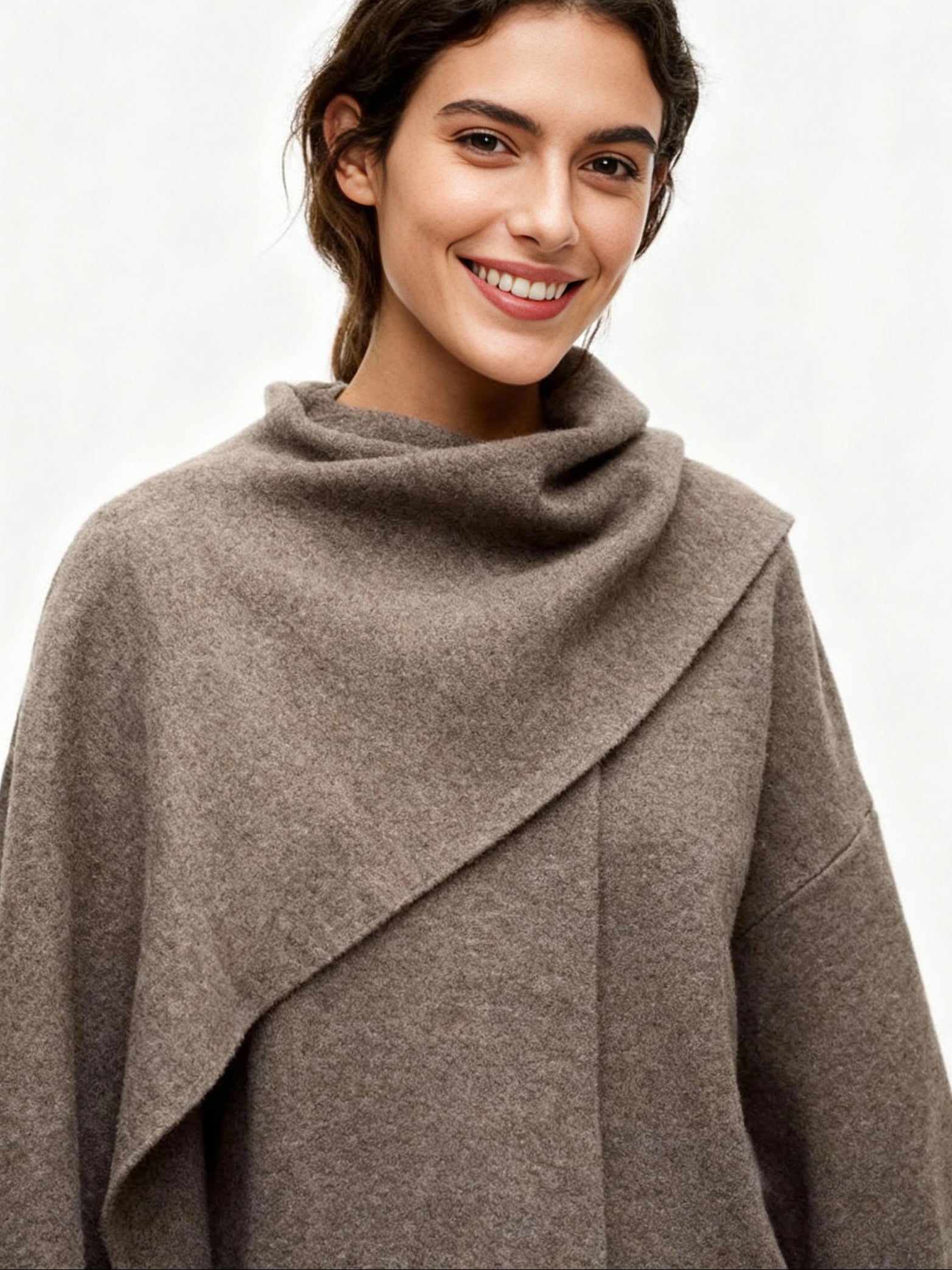 Poncho Jacke für Damen mit Schalkragen