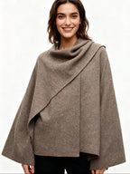 Poncho Jacke für Damen mit Schalkragen