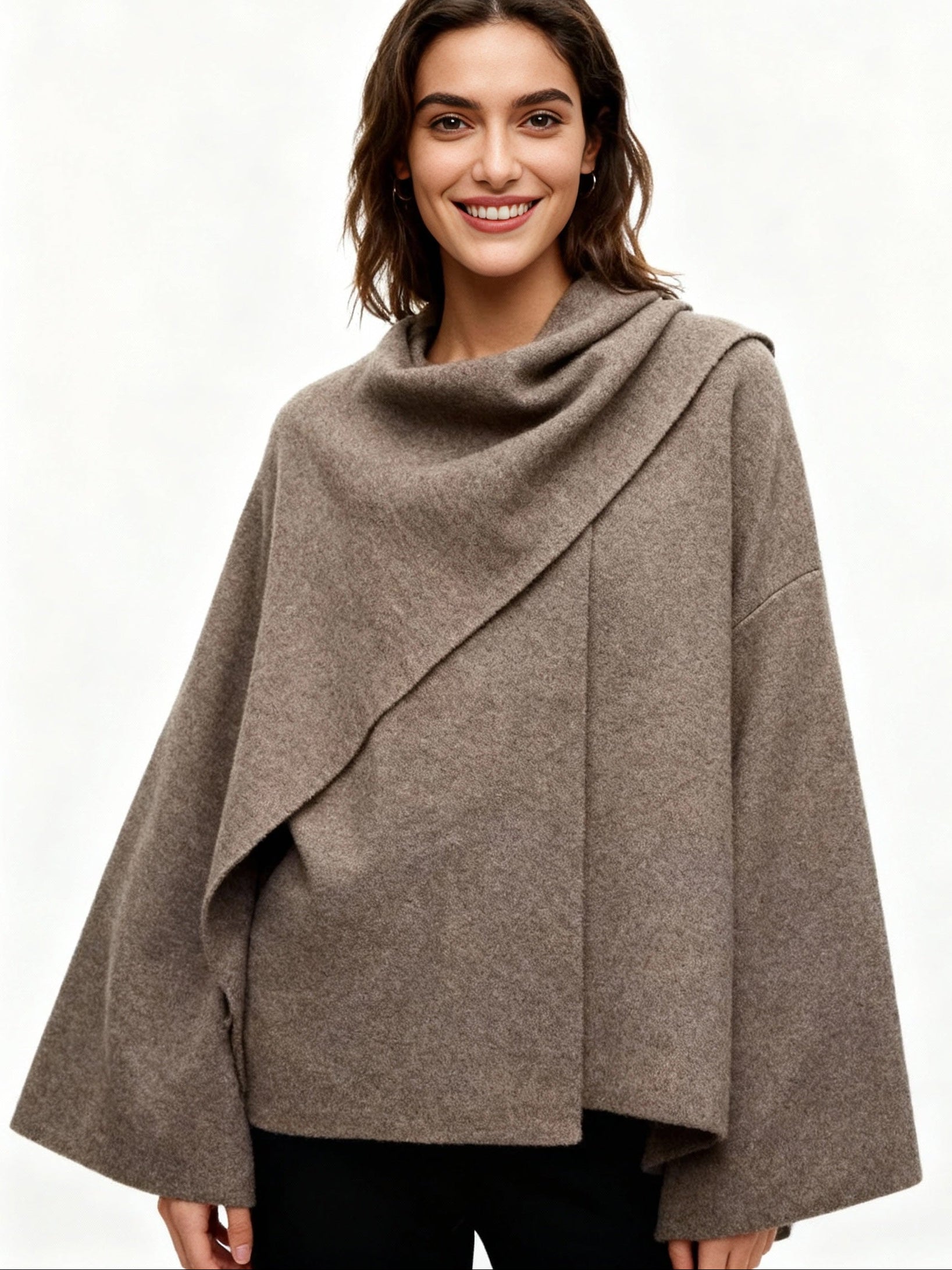 Poncho Jacke für Damen mit Schalkragen