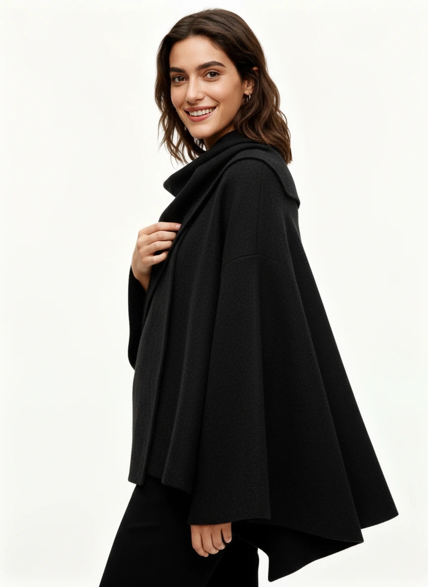 Poncho Jacke für Damen mit Schalkragen
