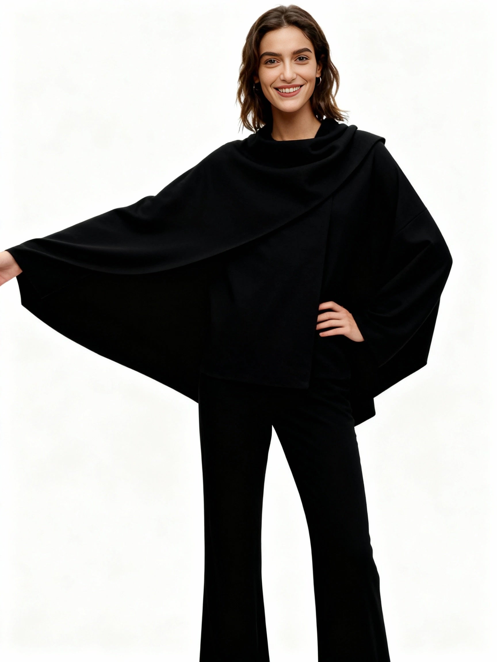 Poncho Jacke für Damen mit Schalkragen