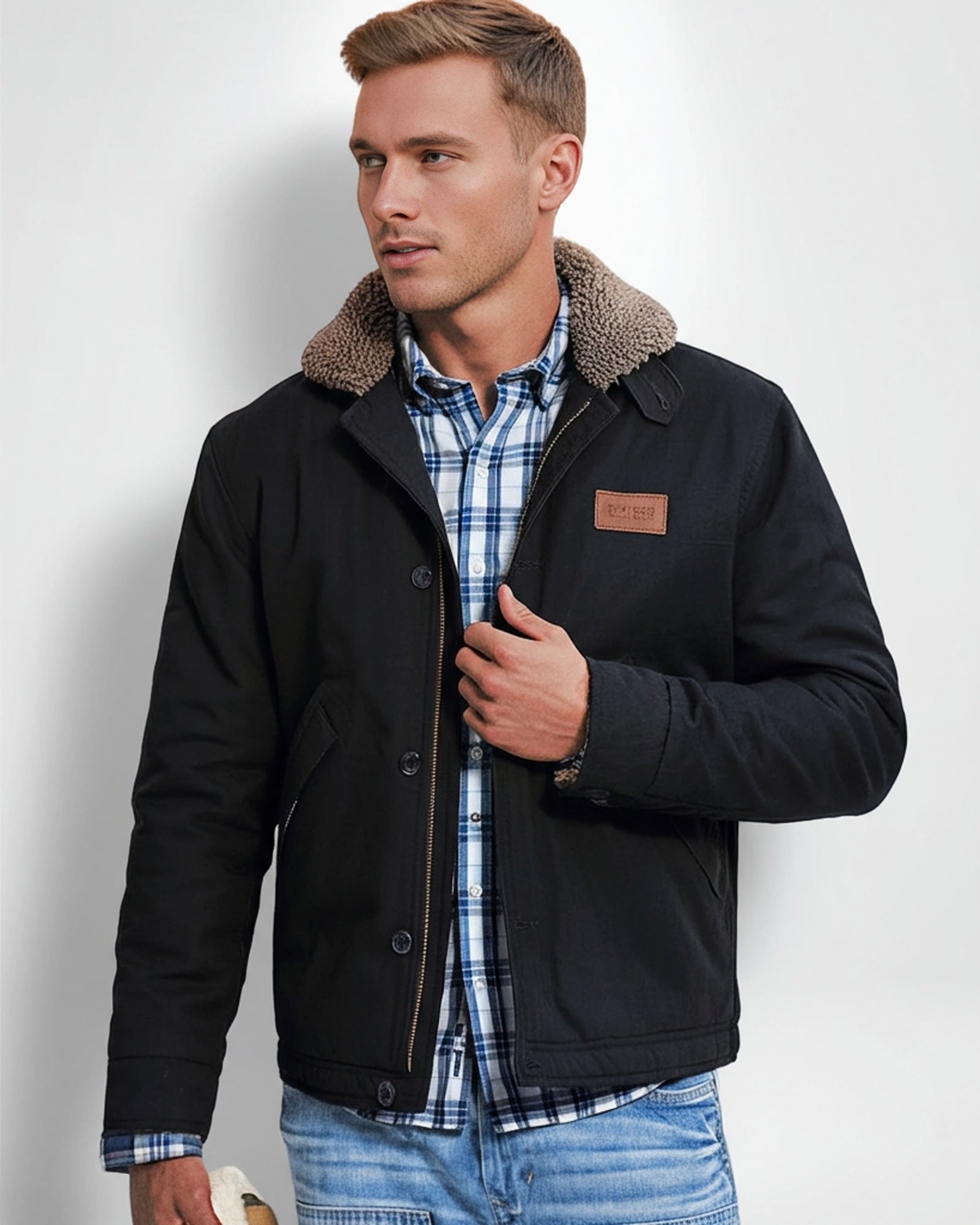 Feldjacke mit weichem Hemdkragen für Herren