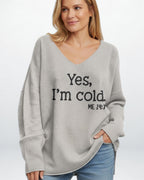 Pullover für Damen mit V-Ausschnitt und ohne elastische Abschlüsse – in Übergröße