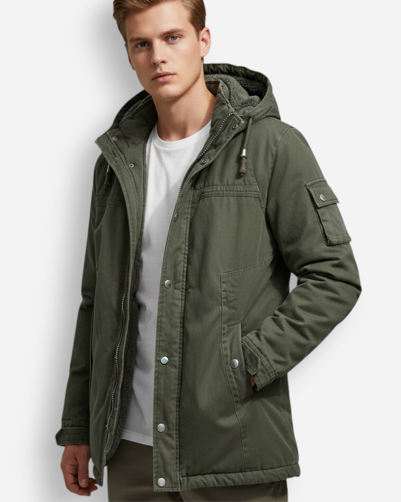 Warme Winterjacke für Herren aus robustem Obermaterial mit gefütterter Kapuze