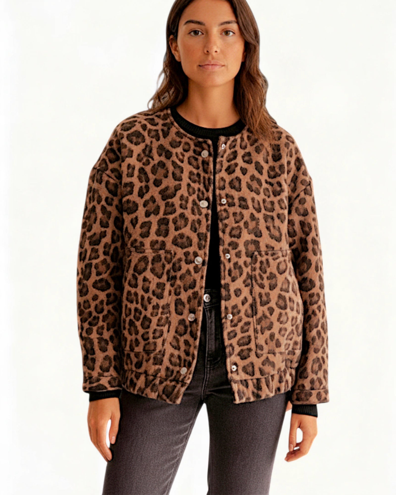 Bomberjacke aus Stoff mit Leopardenmuster