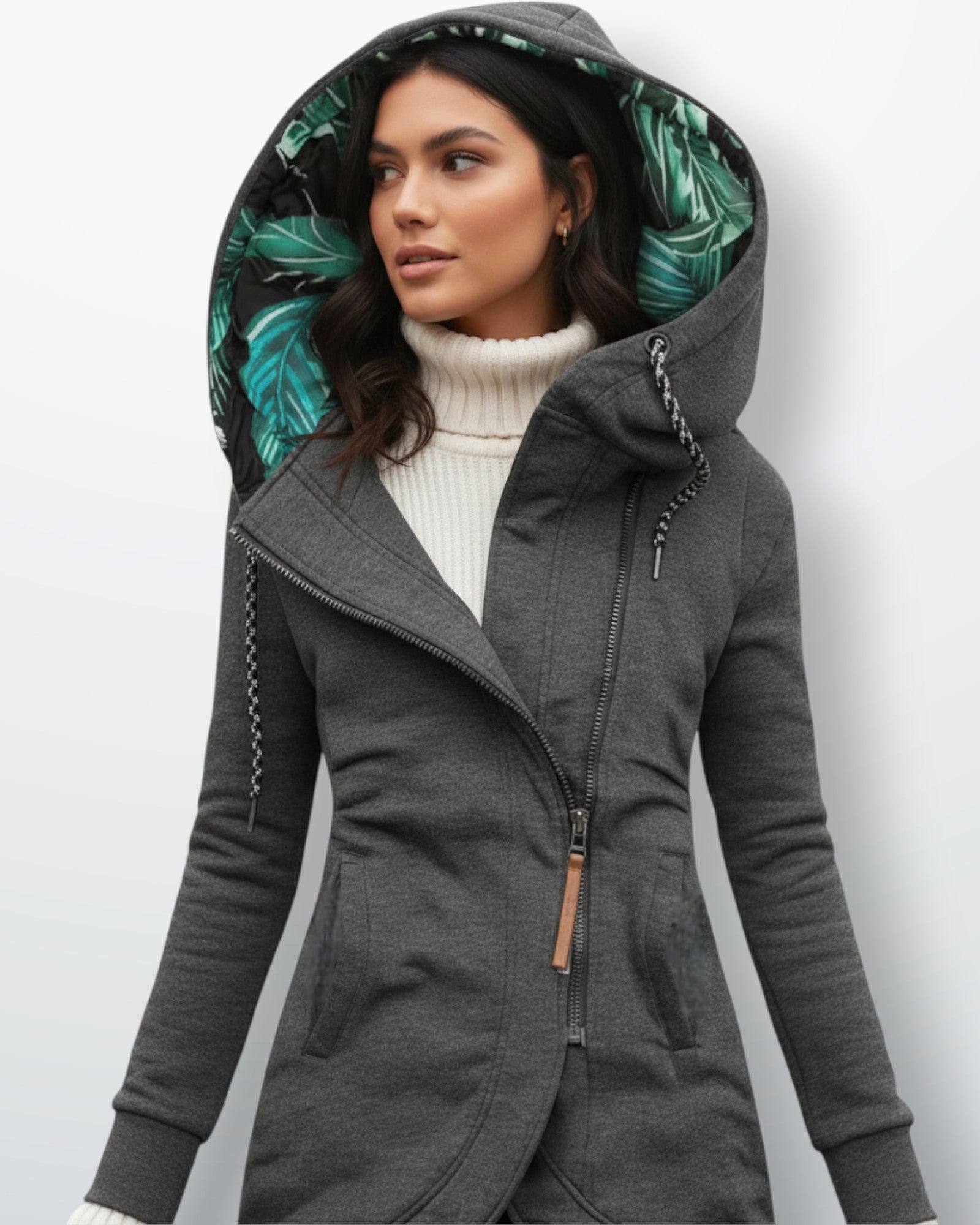 Winddichte Winterjacke für Damen mit verlängertem Rücken