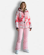 Skianzug für Damen mit rosa Camouflage-Jacke und einfarbiger Hose