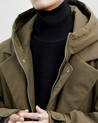 Langer wasserdichter Mantel mit Kapuze für Herren im Business-Look