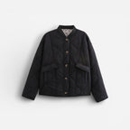 Leichte Steppjacke für Damen mit Leoparden-Details und ohne Kragen