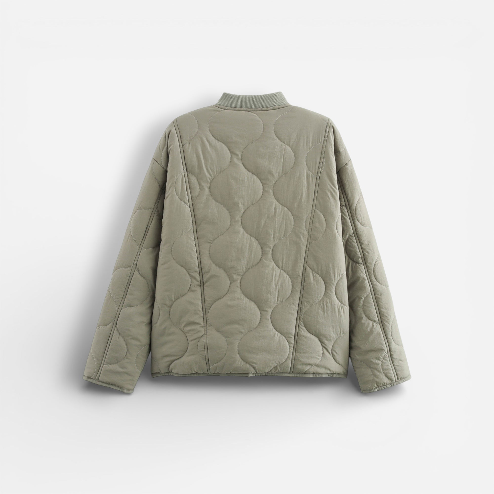 Leichte Steppjacke für Damen mit Leoparden-Details und ohne Kragen