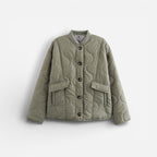 Leichte Steppjacke für Damen mit Leoparden-Details und ohne Kragen