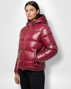 Puffer Jacke für Damen mit Glänzendes Coating und Kapuze