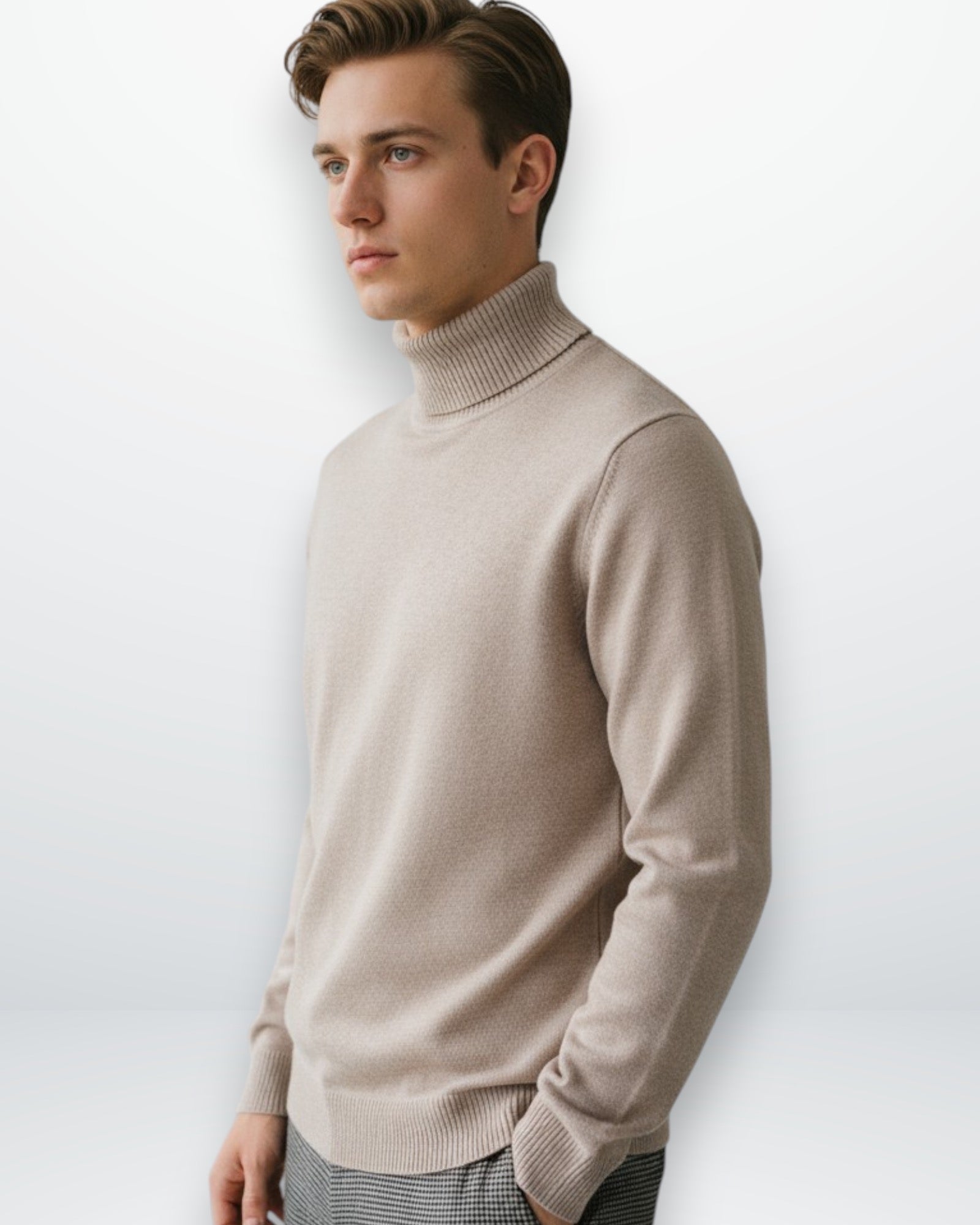 Rollkragen Strickpullover aus Baumwolle für Herren in schlichtem Design