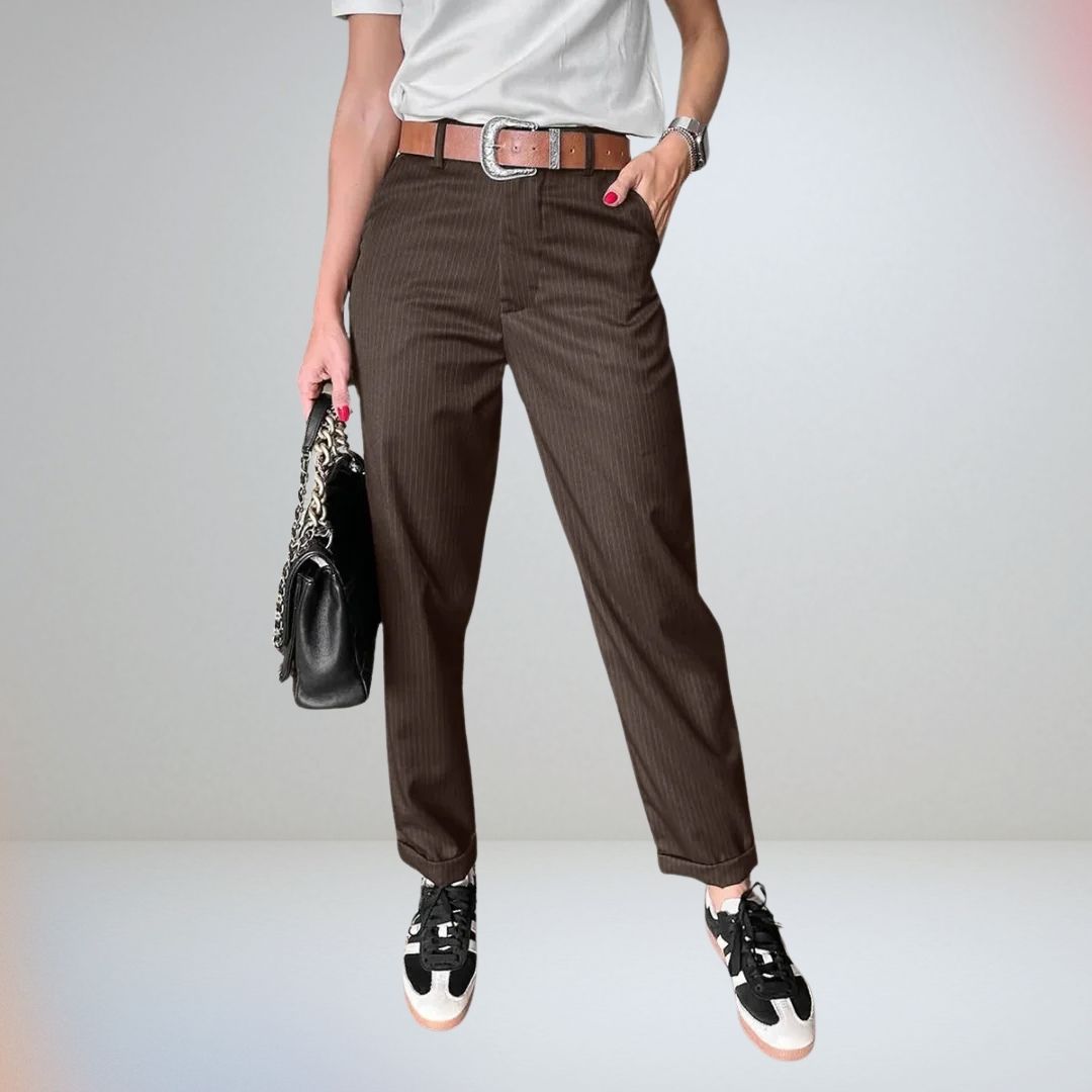Gestreifte Stoffhose für Damen  | High waist 3