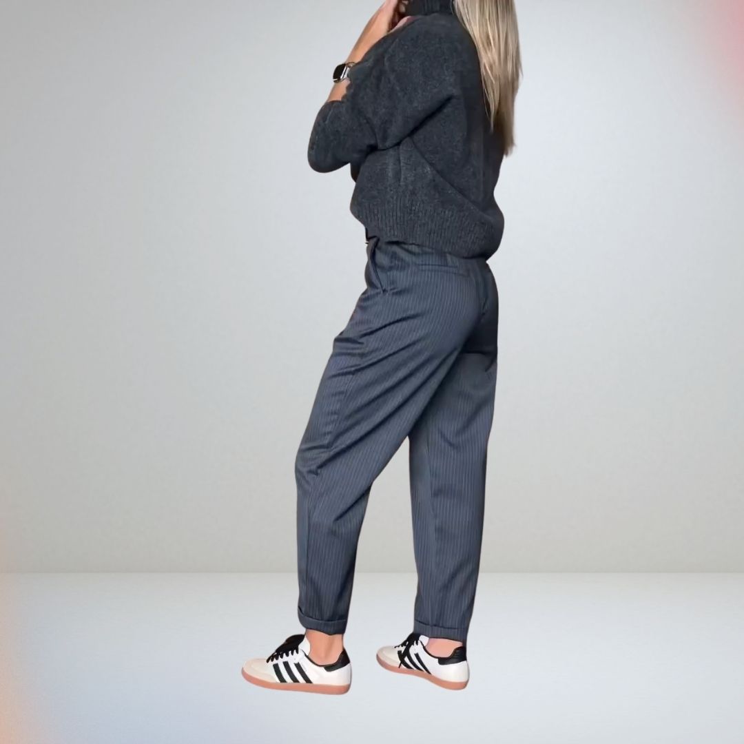 Gestreifte Stoffhose für Damen  | High waist 4