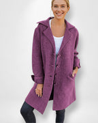 Knielanger Strickmantel mit Knopfverschluss für Damen