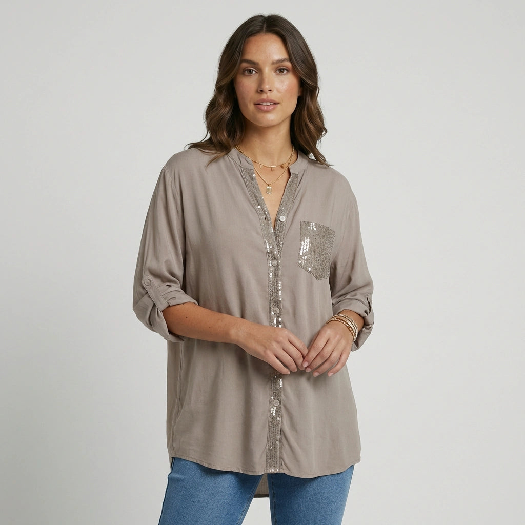 Casual Bluse für Damen ohne Kragen