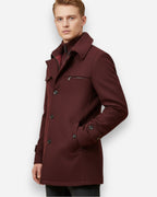 Gefütterte City-Winterjacke für Herren im Mantel-Look mit hohem Reißverschlusskragen