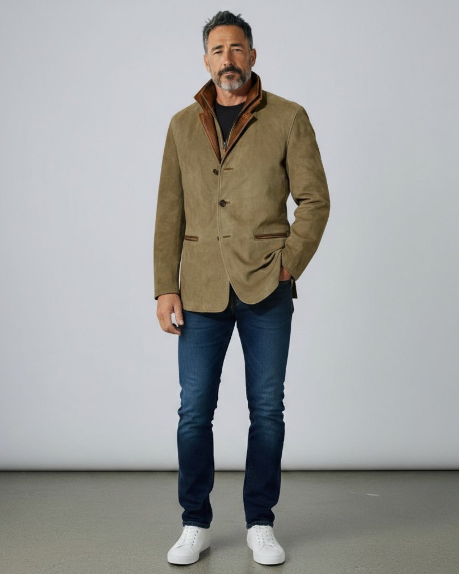 Jacke für Herren mit Reißverschluss-Stehkragen im Blazer-Stil