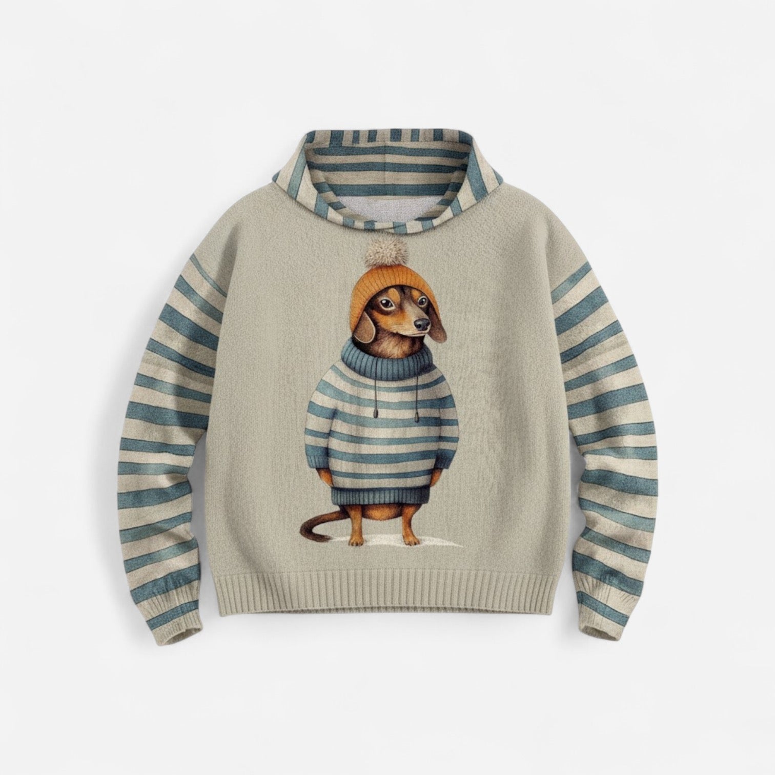 Damen Hoodie mit Hundemotiv und Kapuze