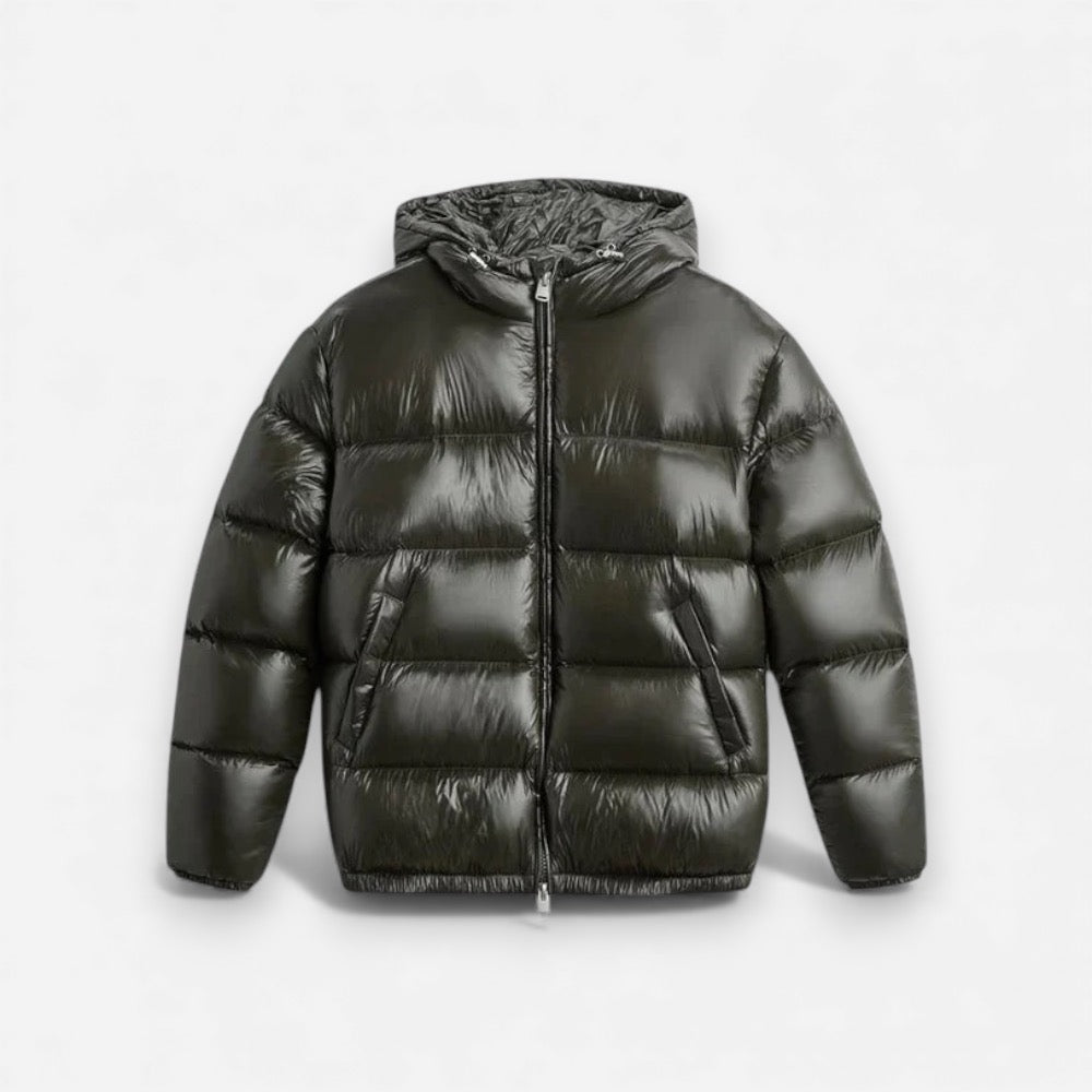 Unisex Pufferjacke in mittellanger Passform mit integrierter Kapuze