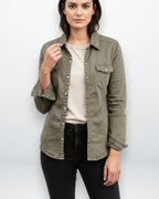 Damen Hemdjacke im klassischen Design mit Brusttaschen