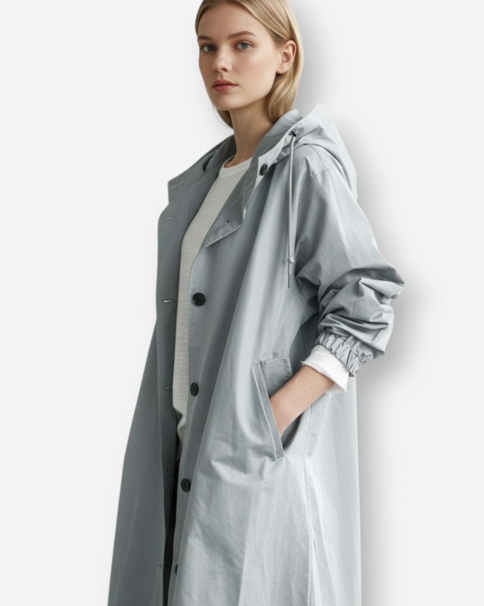 Lange Regen Jacke für Damen für die Übergangszeit mit Kapuze