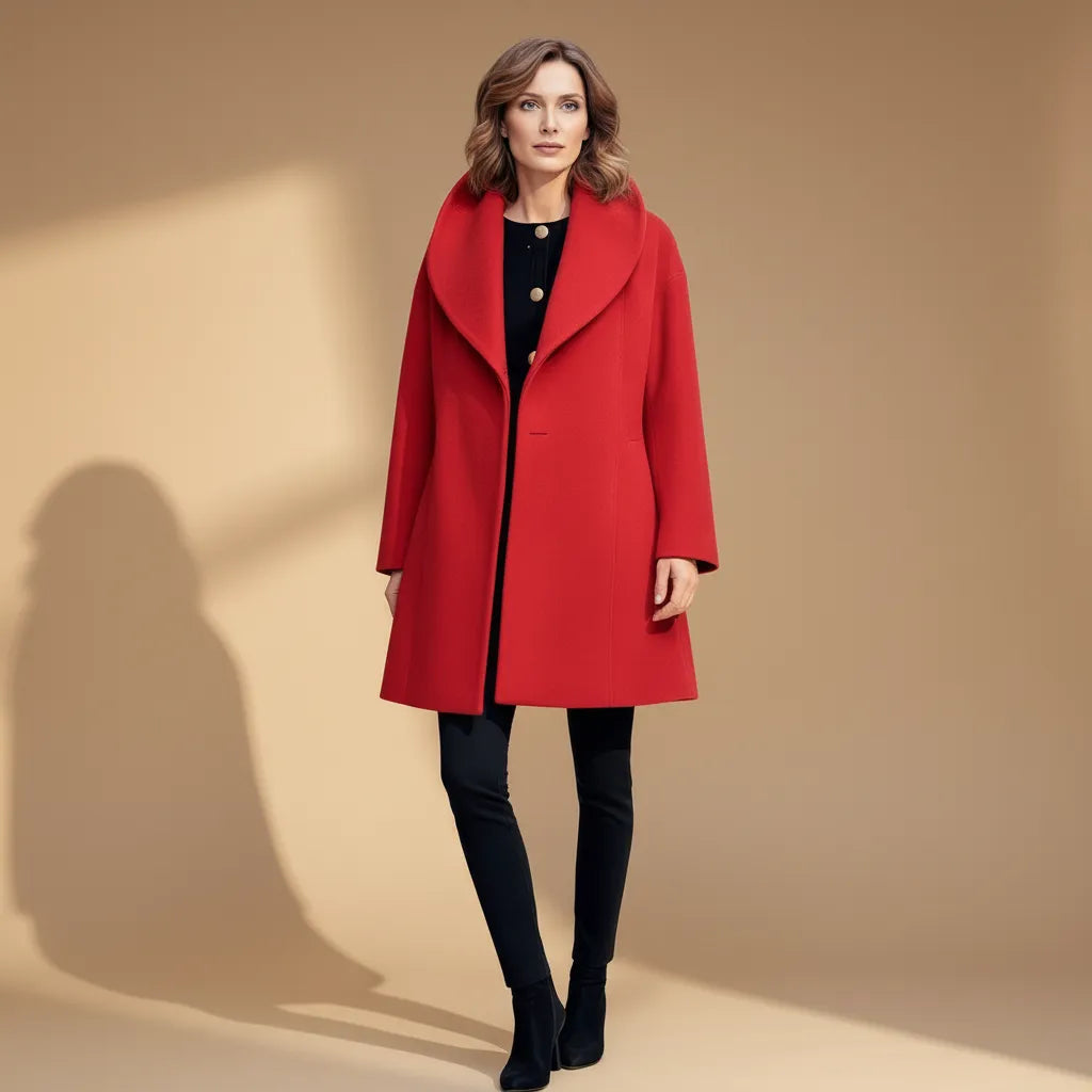 Mittellanger Übergangsmantel für Damen mit Schalkragen