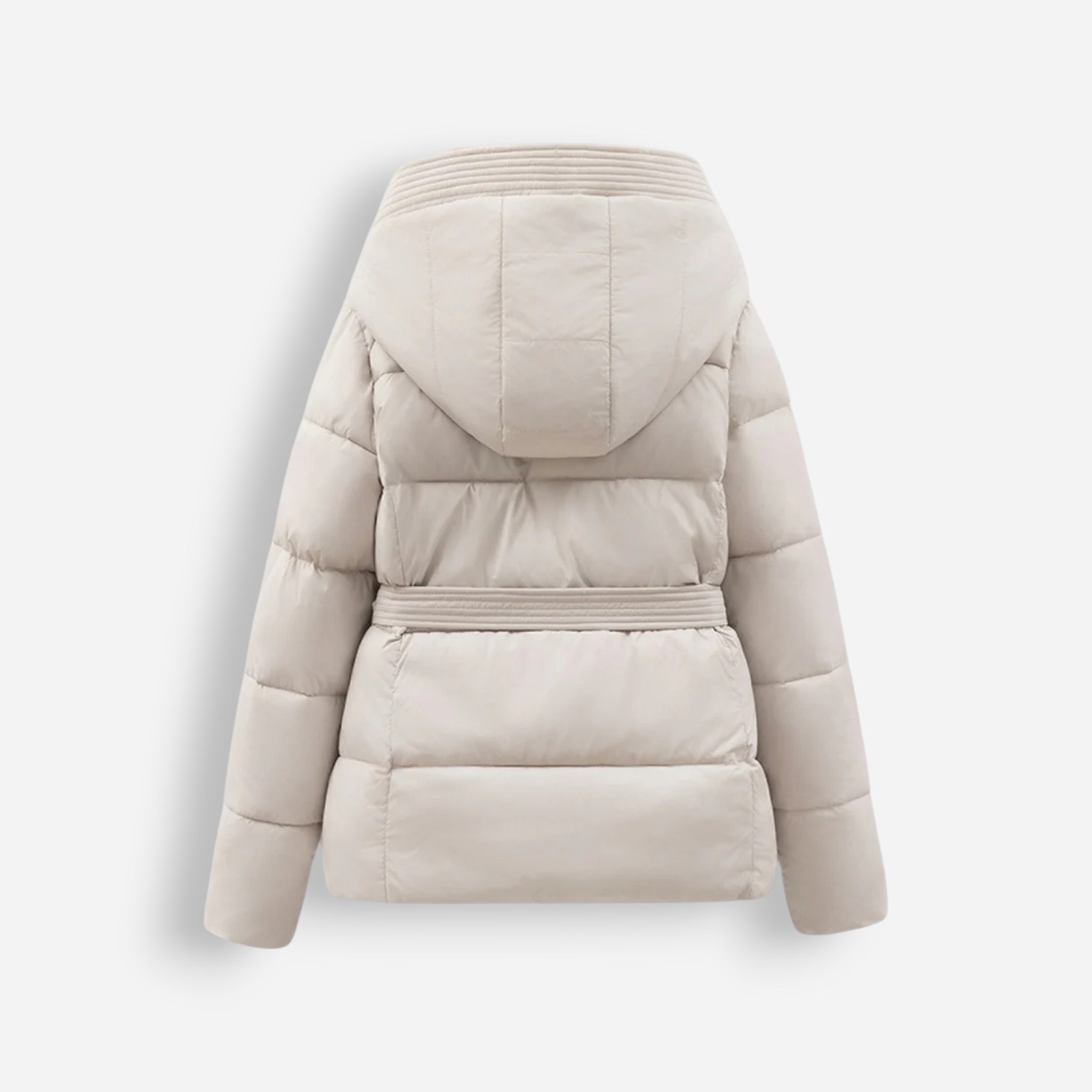 Damen Pufferjacke mit Gürtel und Kapuze