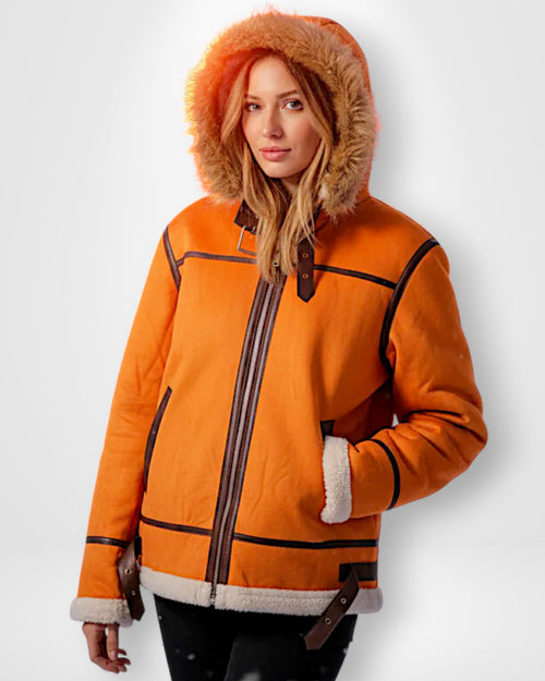 Aviator Winterjacke für Damen mit flauschig besetzter Kapuze