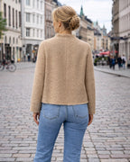 Tweed Jacke für Damen mit Rundhalsausschnitt und Taschen in Bouclé-Optik