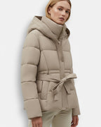 Damen Pufferjacke mit Gürtel und Kapuze
