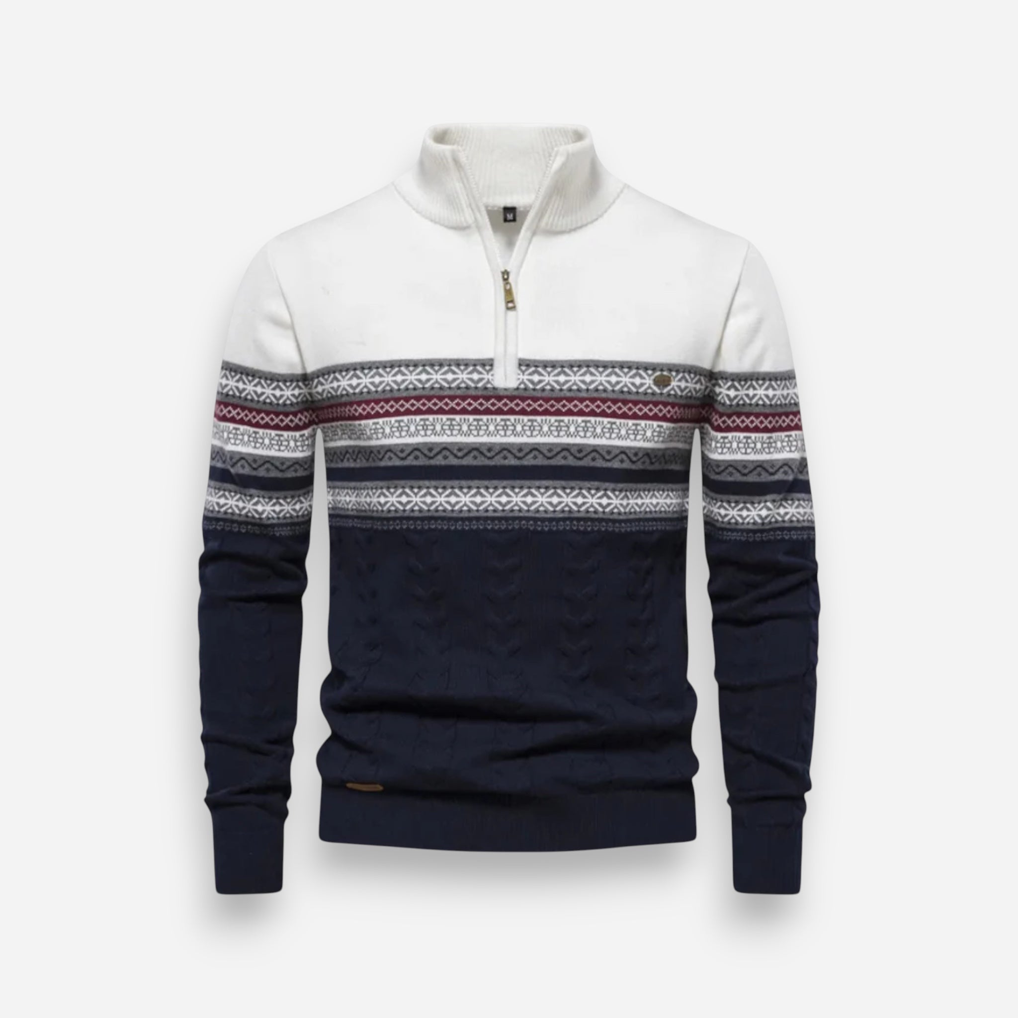 Herren Half-Zip-Pullover mit Zopfmuster und nordischem Design 0