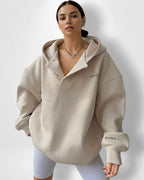 Oversize Hoodie für Damen mit Kapuze und V-Ausschnitt