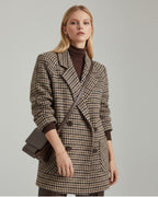 Zweireiher Blazermantel für Damen mit feinem Pied-de-Poule-Muster