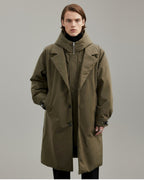 Langer wasserdichter Mantel mit Kapuze für Herren im Business-Look