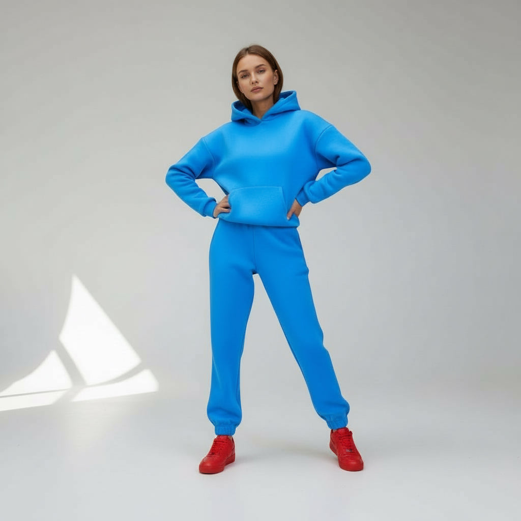 Oversized Loungewear Set für Damen mit Kapuzen Sweatshirt und Jogginghose