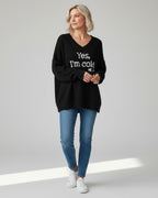 Pullover für Damen mit V-Ausschnitt und ohne elastische Abschlüsse – in Übergröße