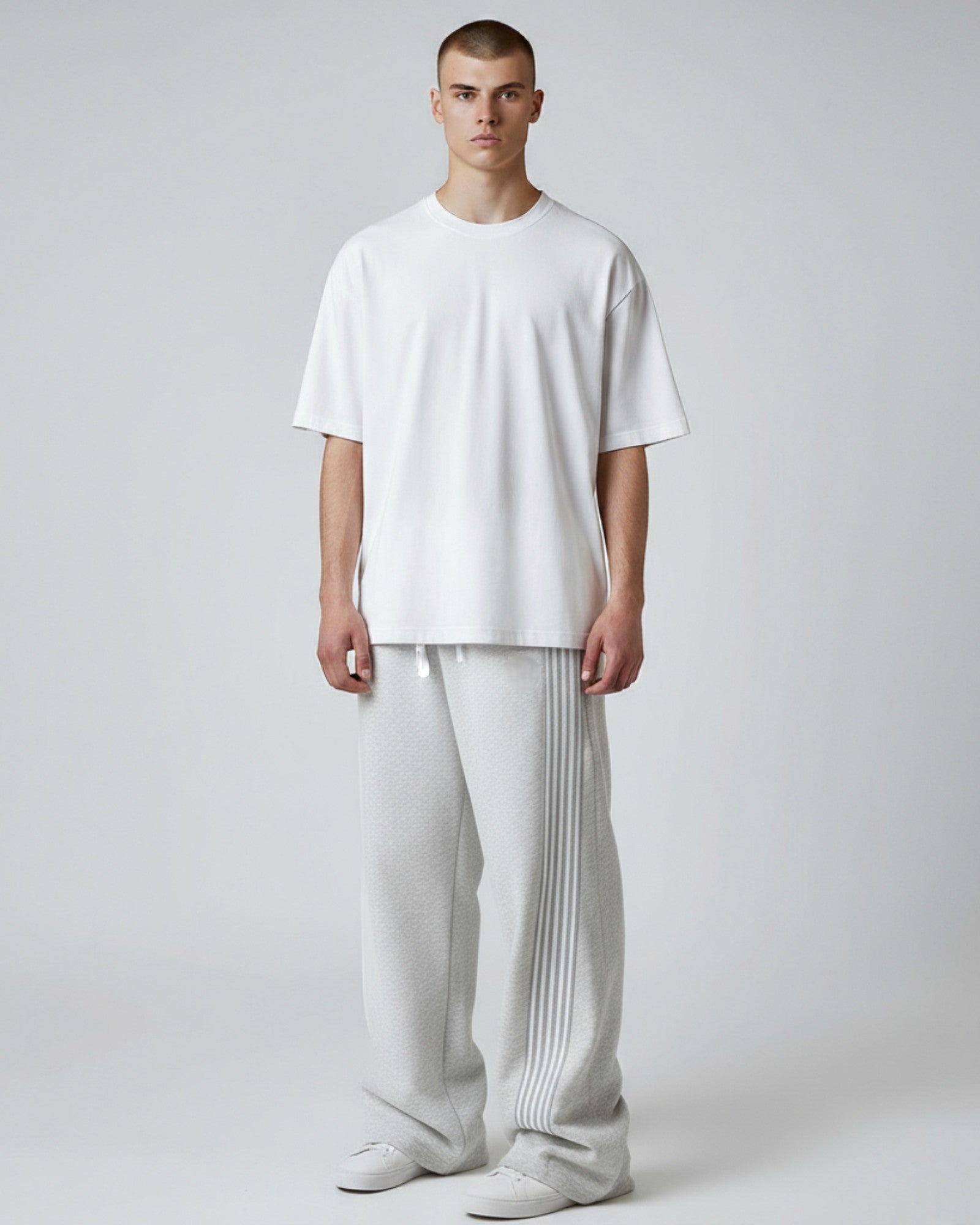 Baggy Jogginghose für Herren mit Streifen und ohne Bündchen am Bein