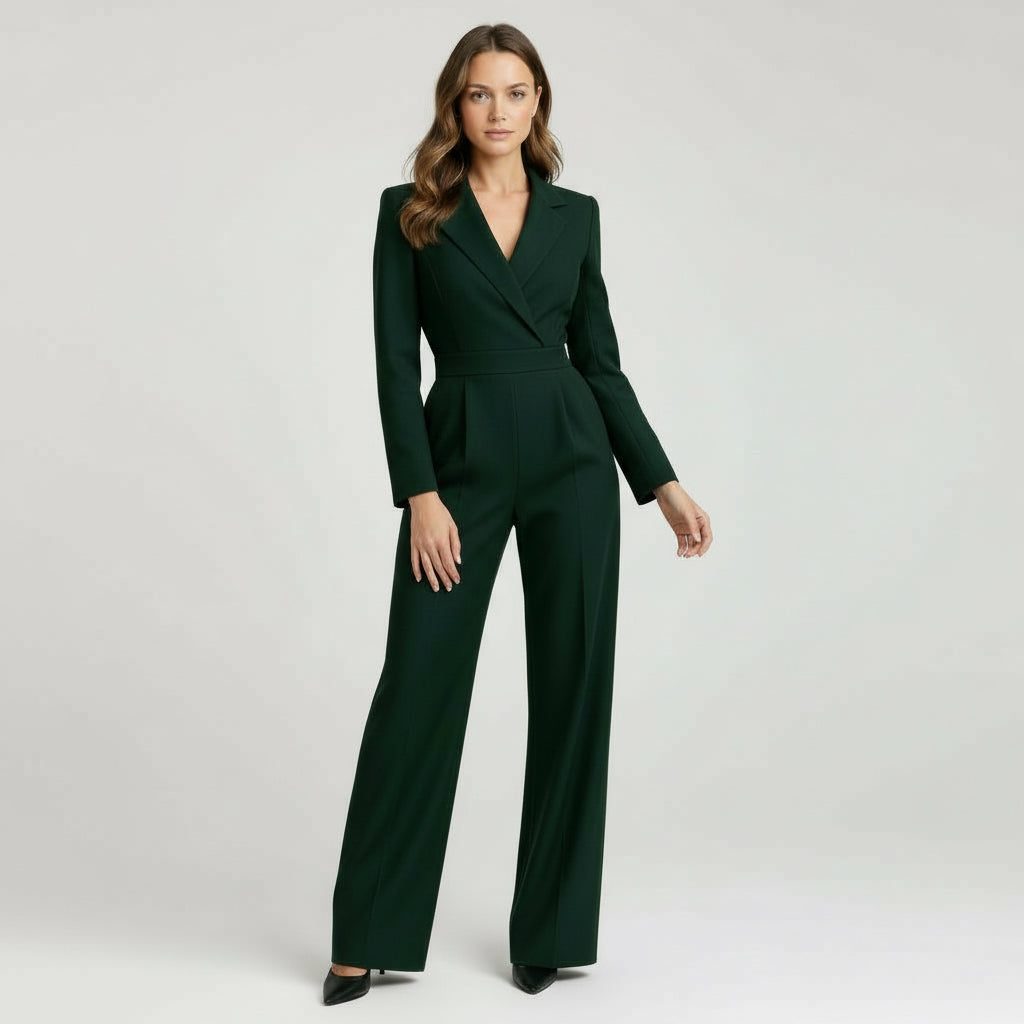 Eleganter Jumpsuit für Damen mit Wickeloptik und langen Ärmeln
