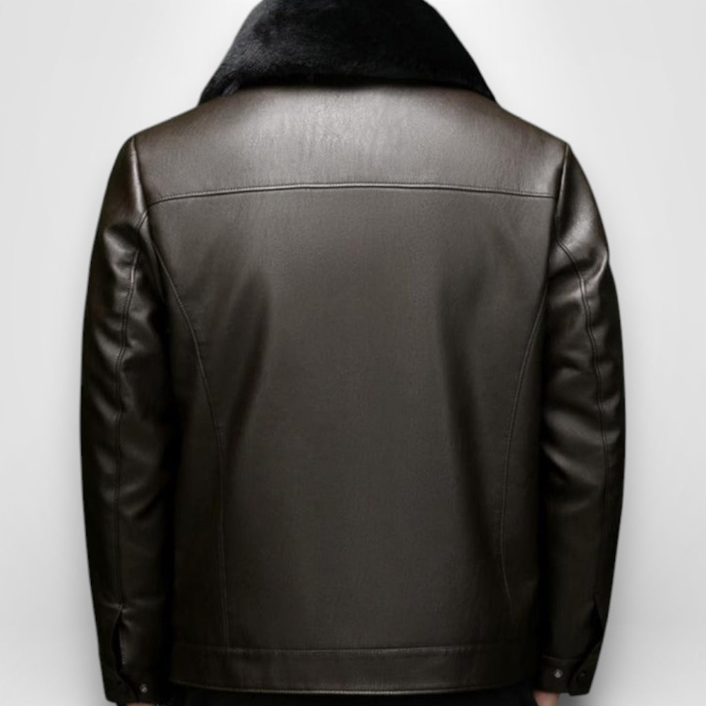 Gefütterte Jacke für Herren mit Coating und flauschigem Kragen