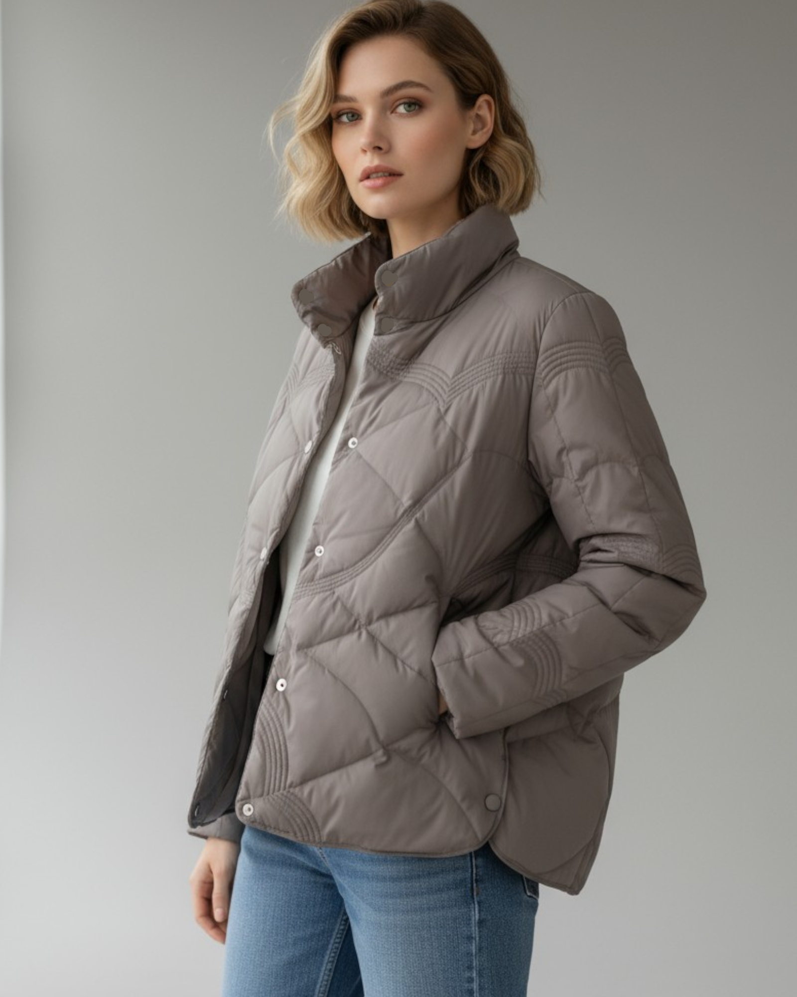 Steppjacke für Damen mit hohem Kragen im kurzen Stil