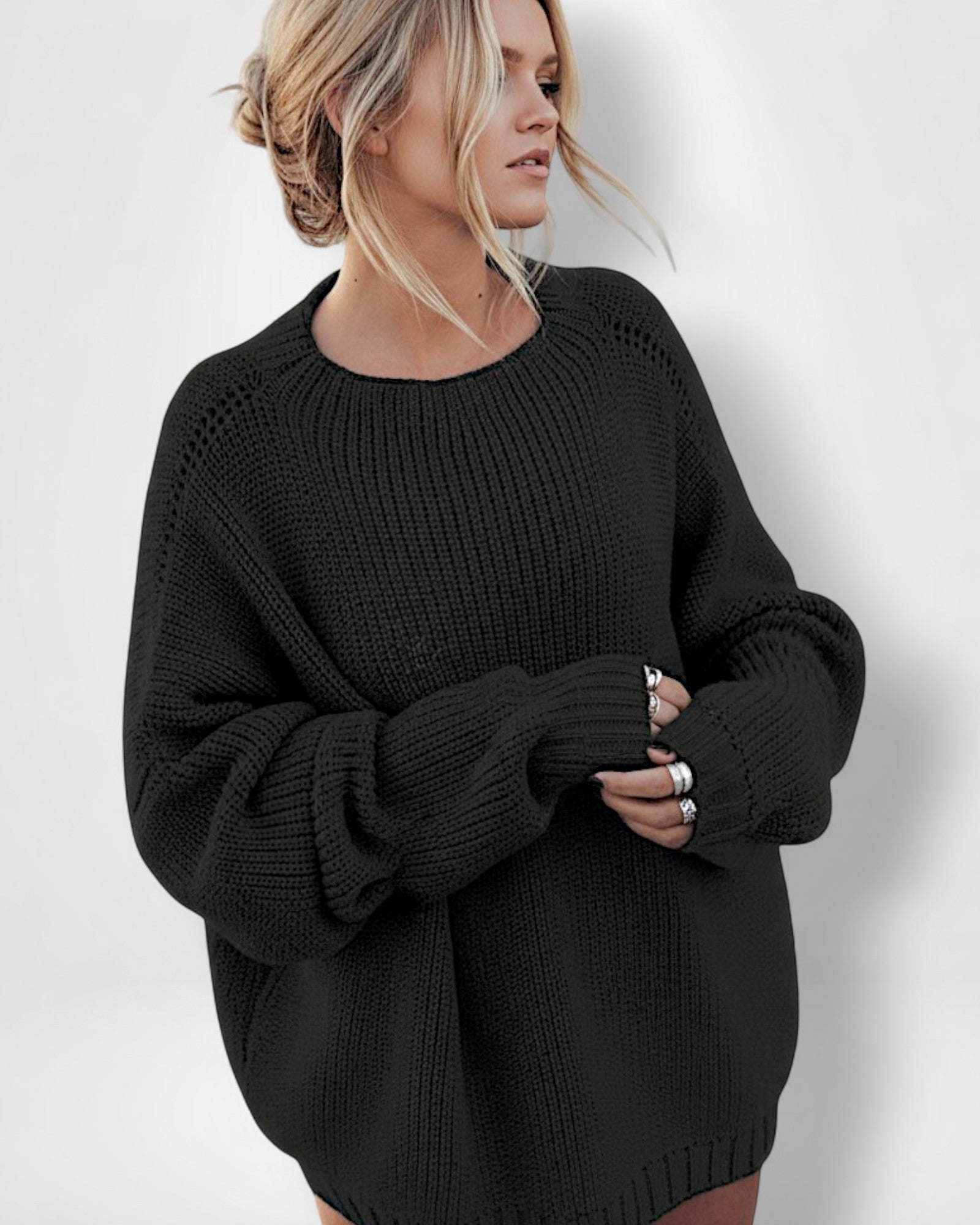 Oversized Damen Strickpullover für Leggings