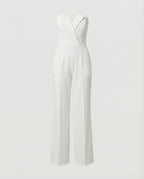 Eleganter Damen Jumpsuit trägerlos mit weitem Bein und strukturiertem Dekolleté