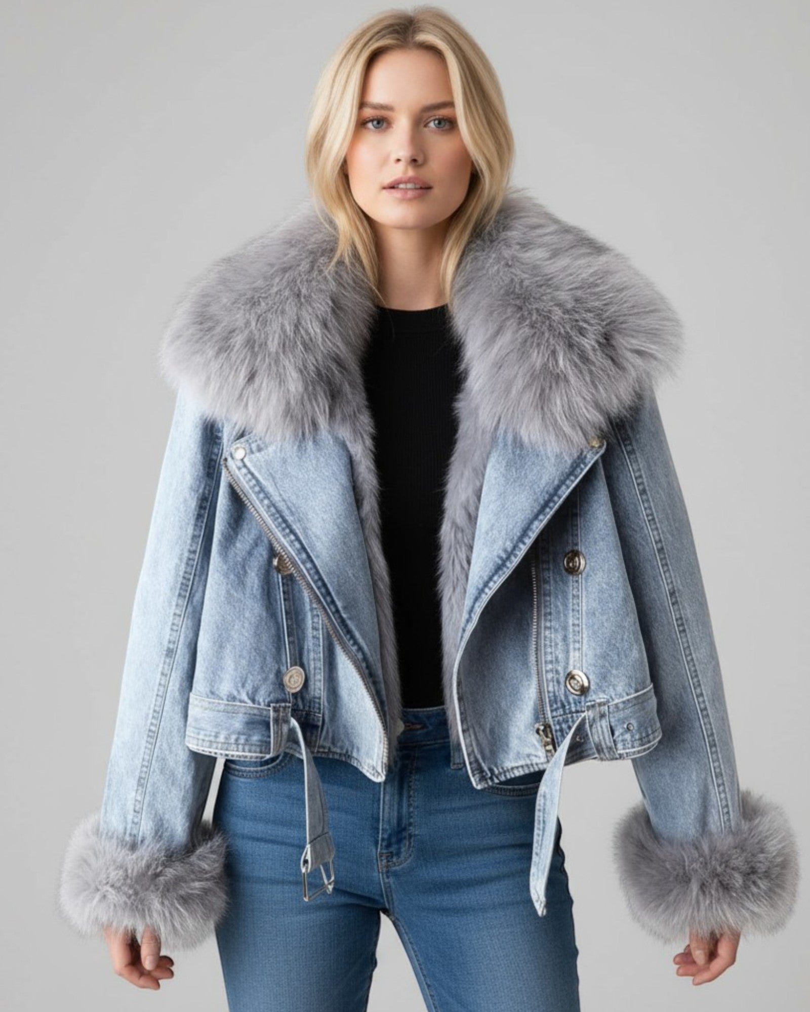 Winterjacke für Damen mit flauschigem Schalkragen und Flauschiges Futter