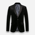 Samtblazer für Herren mit tailliertem Schnitt und Satin-Details