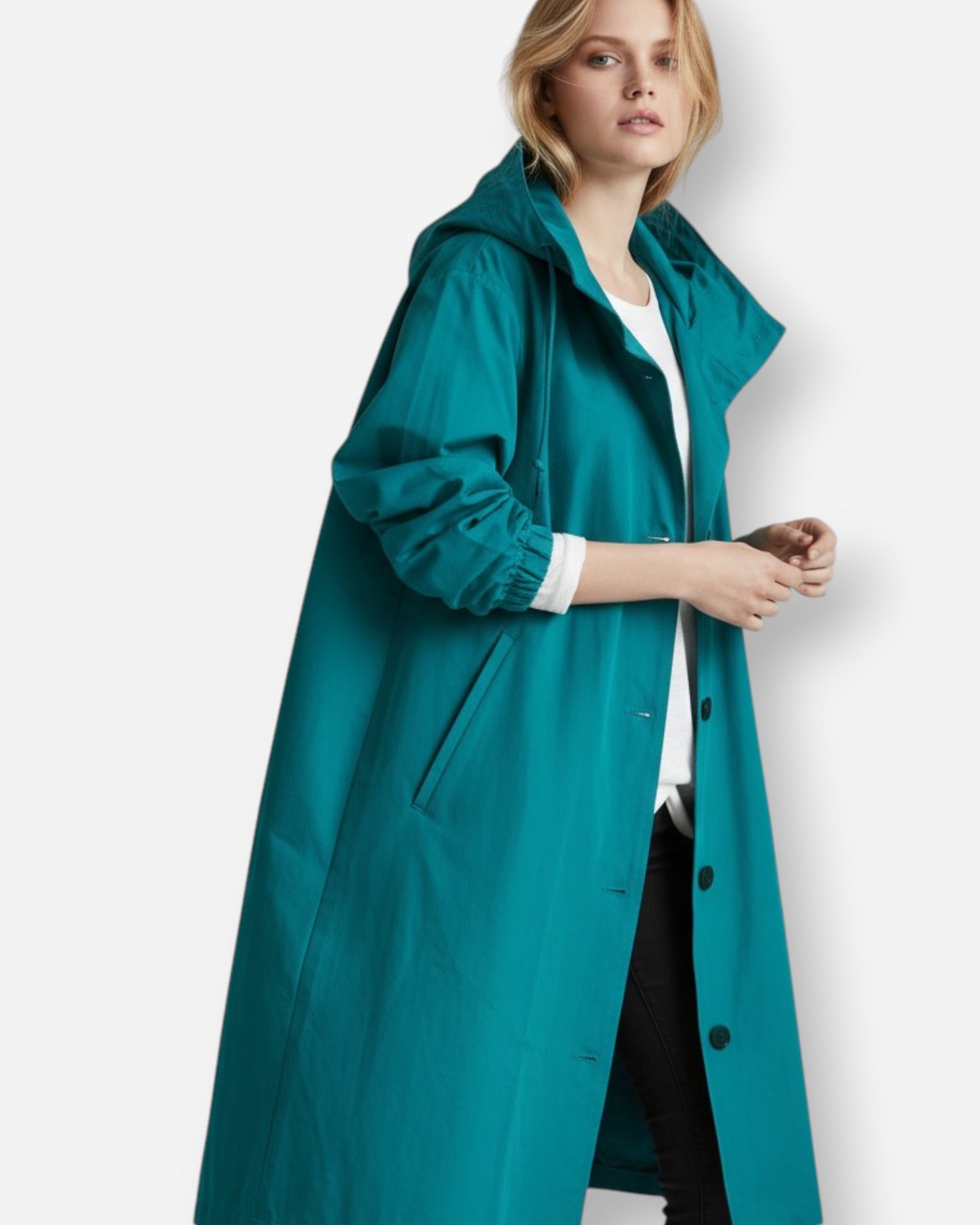 Lange Regen Jacke für Damen für die Übergangszeit mit Kapuze